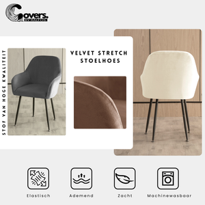 Stoelhoes Eetkamerstoel Kuip Velvet - Taupe